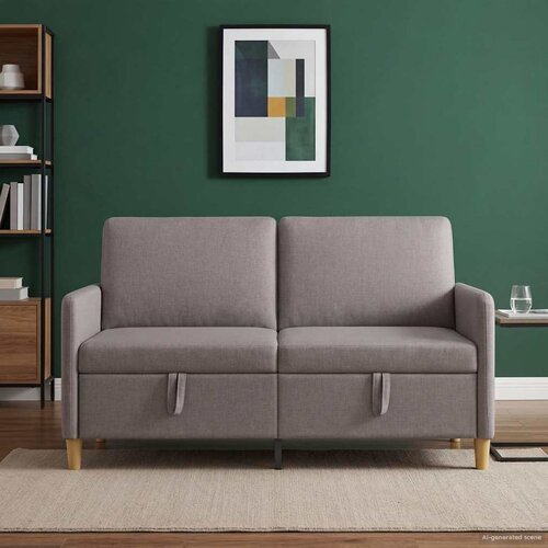 SOFA s pohranom Sivosmeđa 152 x 78 x 87 cm Poliester Slike
