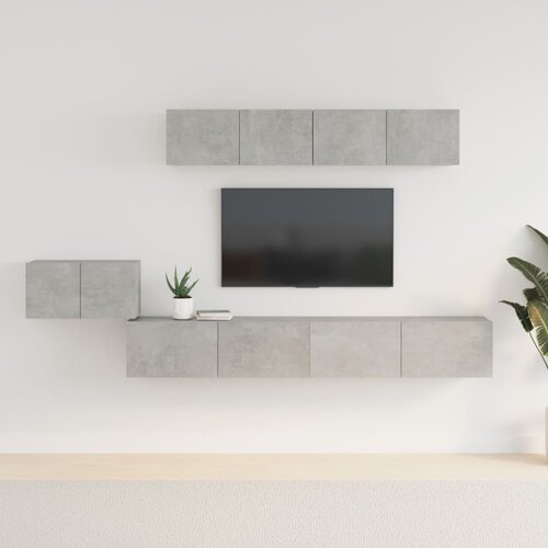 The Living Store Komplet TV omaric 5-delni betonsko siv inženirski les - Komplet TV Omaric, (21374097) Slike