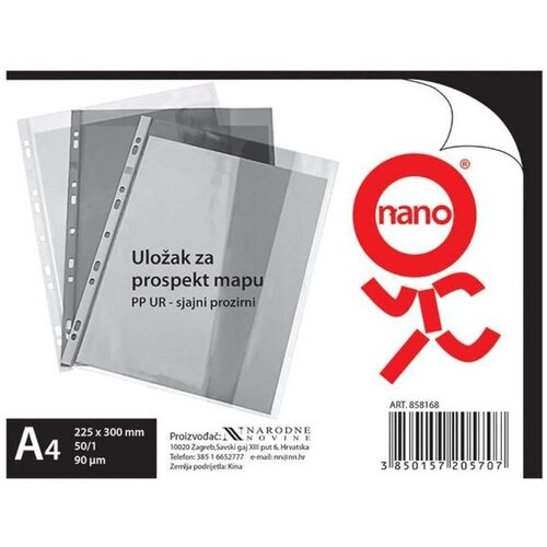 NANO Fascikl PP "UR" A4, 225x300 mm, 90 mic, 50/1, sjajni Cene