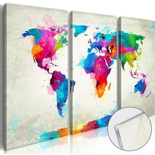  Slika na akrilnom staklu - World Map: An Explosion of Colours [Glass] 60x40 Slike