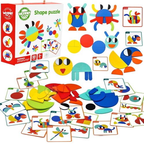 Woopie Green drvena Montessori slagalica, 40 uzoraka za preslagivanje, 55 kom. Slike