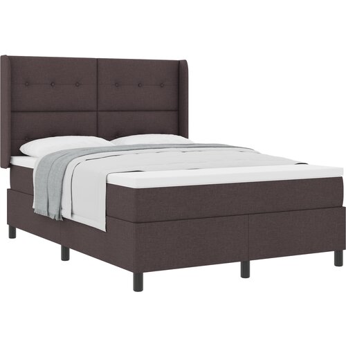 vidaXL Box Spring postelja z vzmetnico, temno rjava, 140x200 cm, tkanina, (22050433) Cene