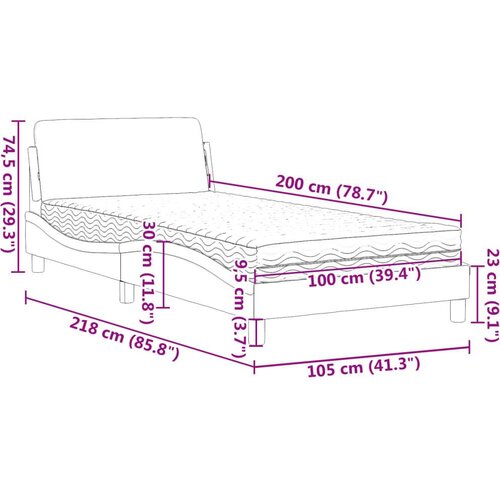 vidaXL Krevet s madracem ružičasti 100x200 cm baršunasti Cene