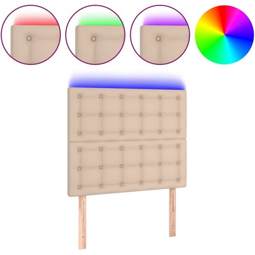 Maison Chic LED posteljno vzglavje - Vzglavna omarica kapučino 80x5x118/128 cm umetno usnje, (22078379) Cene