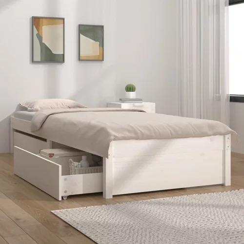 vidaXL Okvir za krevet s ladicama bijeli 100 x 200 cm