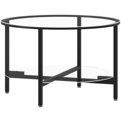 VidaXL Čajna mizica črna in prozorna 70 cm kaljeno steklo, (20818681) Slike