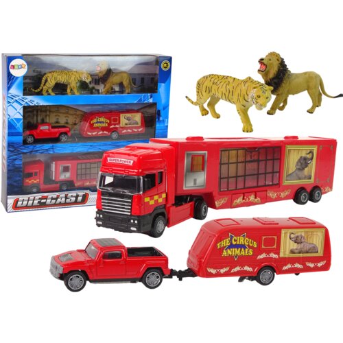  Komplet vozila za cirkuske životinje sa figurama lava i tigra - crveni Cijene