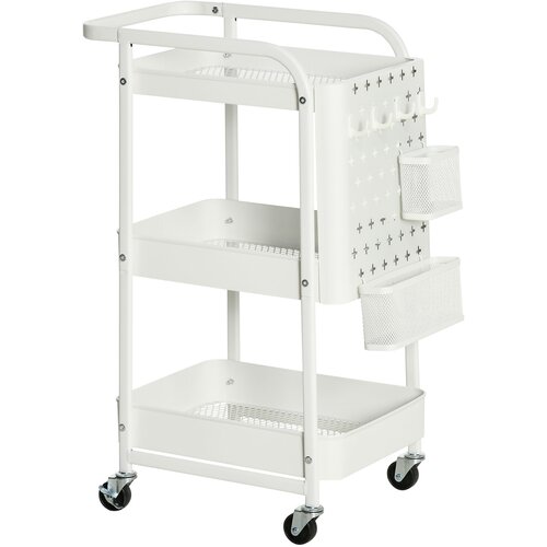 HOMCOM servirni voziček jeklo, plastika 51,5D x 32&Scaron; x 75,6V cm belo, (5000242708) Cene