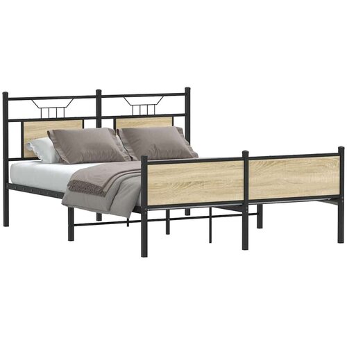  Posteljni okvir brez vzmetnice hrast 137x190 cm inženirski les, (21829288) Slike