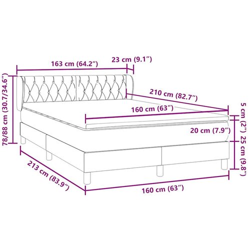  Krevet s oprugama i madracem ružičasti 160x210 cm bar&amp;scaron;unasti Slike