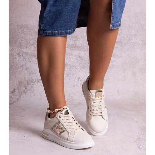 Gemre Beige sneakers decorated with rhinestones Xarles Slike
