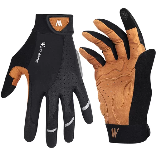 AVIZAR Dvobarvne crno-rjave taktilne športne rokavice WEST BIKING - S, (20763539)