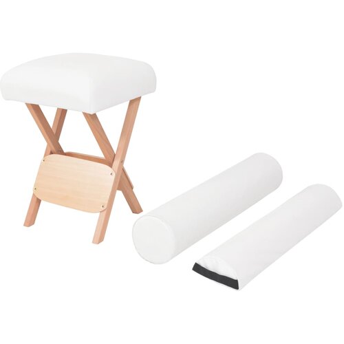 The Living Store Zložljiv masažni stolček 12 cm debel sedež in 2 blazini bel - Zložljiv Masažni Stolček, (21417096) Cene