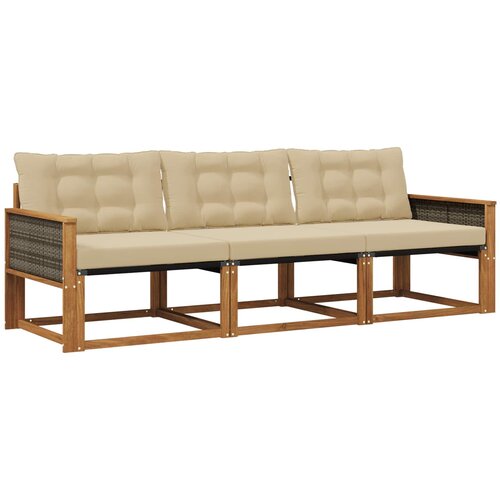 vidaXL Zunanja garnitura za sedenje z blazino 3 pcs Naravna in bež, (5000272904) Cene