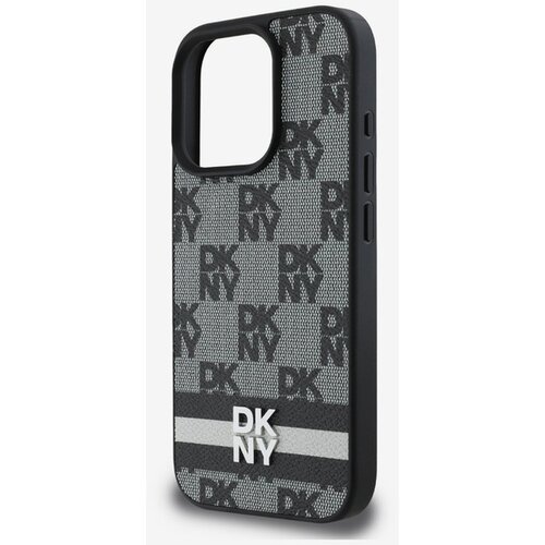 Dkny PU Leather Checkered Pattern and Stripe iPhone 16 Pro Black Ovitek za telefon Vijolična Slike