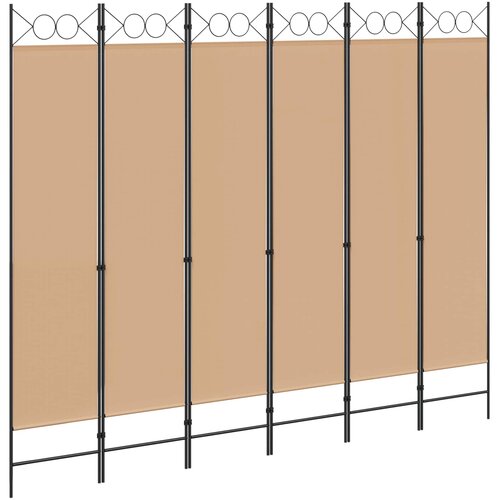  Razdjelnik prostora s 6 panela Bež 240 x 200 cm Tkanina Slike