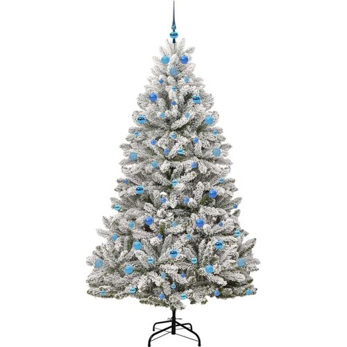VidaXL Umjetno božićno drvce Zelena i bijela 210 cm PVC i metal Slike