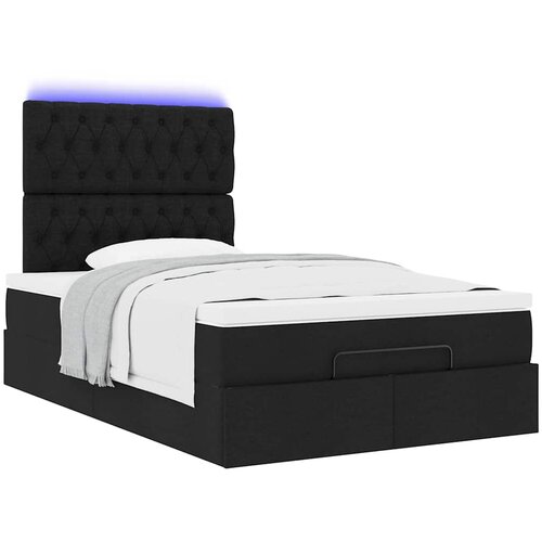  Otomanski okvir kreveta s madracem crni 120x200cm od tkanine Slike