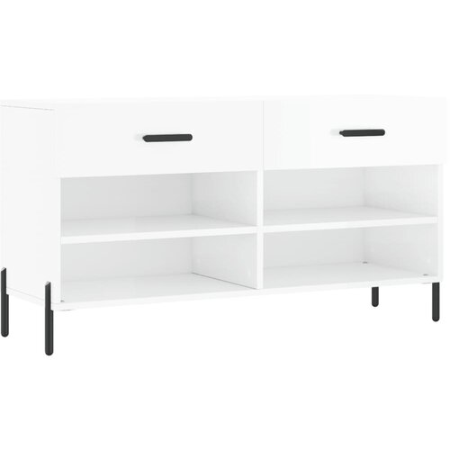 Maison Chic Regal za čevlje - Polica za čevlje visok sijaj bel 102x35x55 cm inženirski les, (21777529) Slike