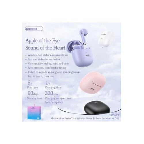 Remax Marshmallow brezžične stereo slu&amp;scaron;alke TWS-19 (črne), (20825784) Slike