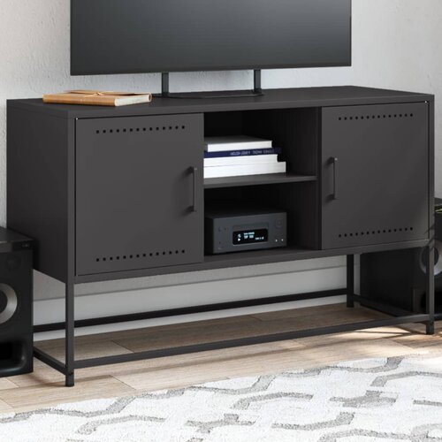  The Living Store TV omarica črna 100,5x39x60,5 cm jeklo - TV Omarica, (21508272) Slike