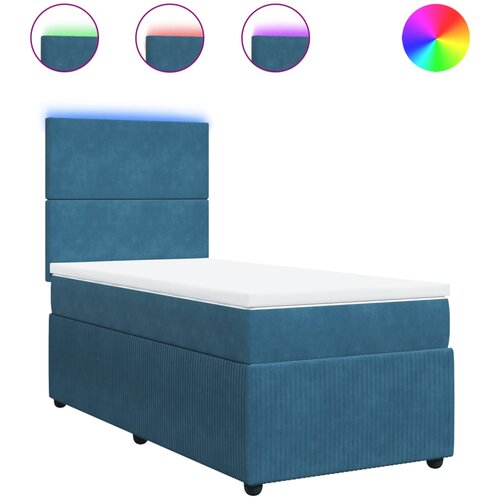 VidaXL Box spring postelja z vzmetnico modra 80x200 cm žamet, (21309657) Slike