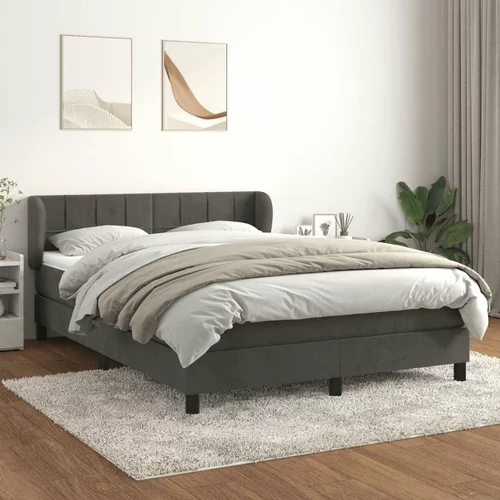  Box spring posteljni z vzmetnico temno siv 140x190 cm žamet, (20736256)