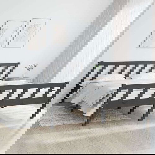  Posteljni okvir siv iz trdnega lesa 150x200 cm 5FT, (20643292) Slike