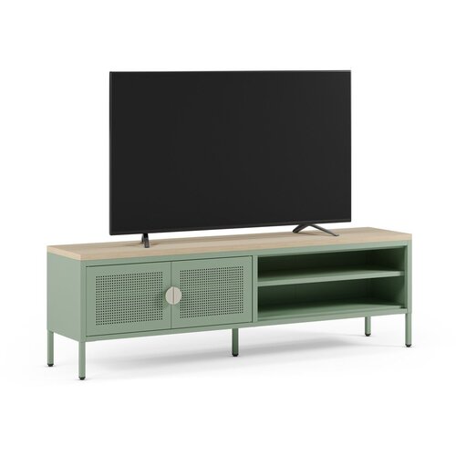 Marckeric Mentolno zelena/v naravni barvi kovinska TV omarica 160x50x35 cm Sayla &amp;ndash; Slike