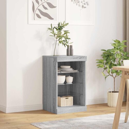  Komoda s LED svjetlima boja sivog hrasta 41 x 37 x 67 cm Siva Slike