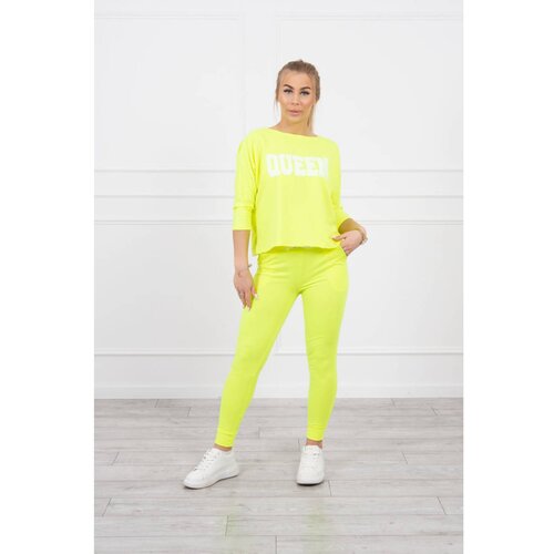 Kesi Set with Queen print yellow neon Slike