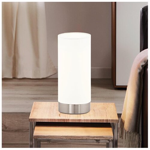 Eglo Damasco 1 stolna/1, e27, 60w, v215, nikl-mat/bijela Slike