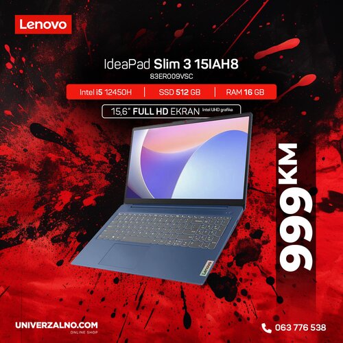Lenovo Laptop IdeaPad Slim 3 i5/16G/512SSD/15,6" FHD Cijene