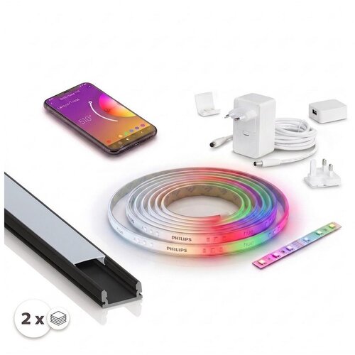  Komplet 1x LED RGBW traka WHITE AND COLOR LED/20W/230V 2 m + 2x ugradni profil 1 m Slike