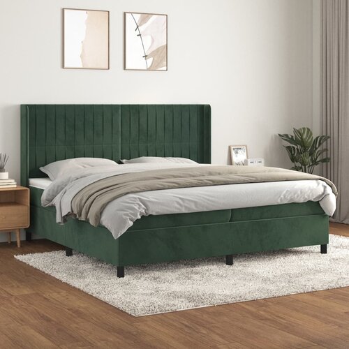  The Living Store Box spring postelja z vzmetnico temno zelena 200x200 cm žamet - Box Spring Postelja, (21448864) Slike