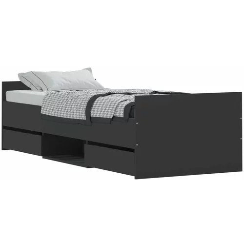  kreveta s uzglavljem i podnožjem crni 75 x 190 cm
