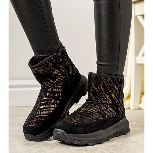 Gemre Black and Gold Women&amp;#039;s Snow Boots Crescent Slike