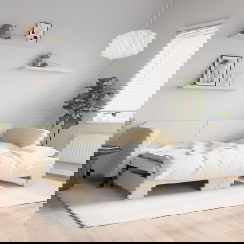 VidaXL Dnevni krevet na razvlačenje krem 90 x 200 cm od tkanine Slike