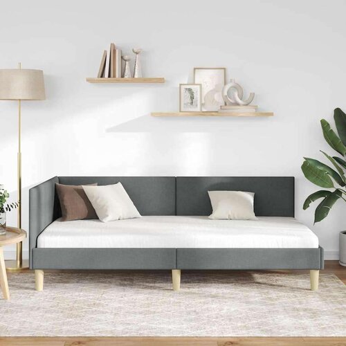 vidaXL Kotna postelja Temno siva 100 x 200 cm Tkanina in oblikovan les Cene