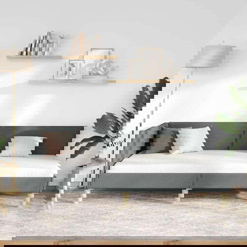 VidaXL Kutni okvir kreveta Ostalo s uzglavljem Tamno siva 100 x 200 cm Slike