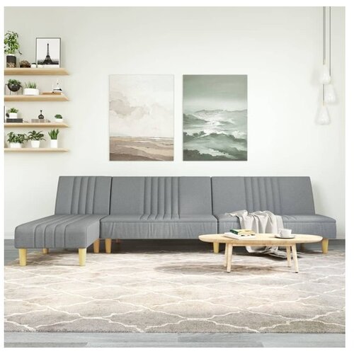 vidaXL Kutna garnitura na razvlačenje svjetlosiva 255x140x70cm tkanina Cijene