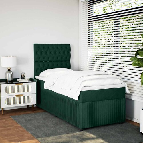 Box spring krevet s madracem tamnozeleni 80 x 200 cm bar&amp;scaron;unasti Slike