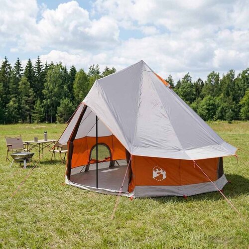 Tipi &amp;scaron;ator Siva i narančasta 250 x 250 cm Poliester i čelik Slike