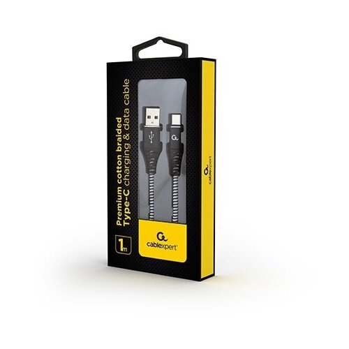  CC-USB2B-AMCM-1M-BW Premium cotton braided Type-C USB charging - data cable,1 m,black/white 38331 Cene