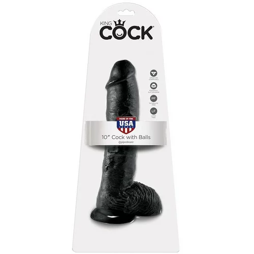 King Cock 10" COCK BLACK WITH BALLS 25.4 CM