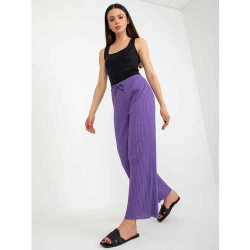 Fashion Hunters Purple ribbed knitted trousers with tie