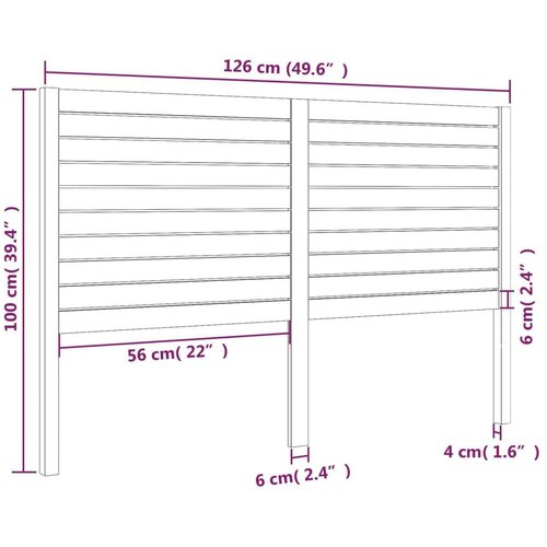  Uzglavlje za krevet 126 x 4 x 100 cm od masivne borovine Slike