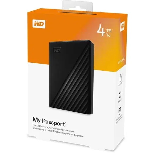 Western Digital WD HDD 4TB My Passport Blackexternal HDD,2,5",USB 3.2 Gen1