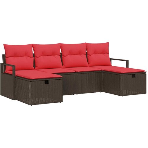 vidaXL Vrtna sedežna garnitura z blazino 6 pcs Rjava Poly ratan, (5000022582) Cene