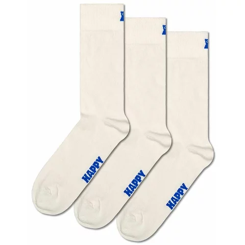Happy Socks Nogavice Solid 3-pack bela barva